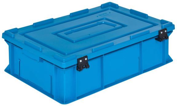 60x40x17 Industrial Plastic Crate with Hinged Lid