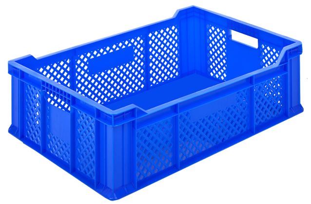 60x40x20 Perforated Side, Solid Base Plastic Crate with Terrace