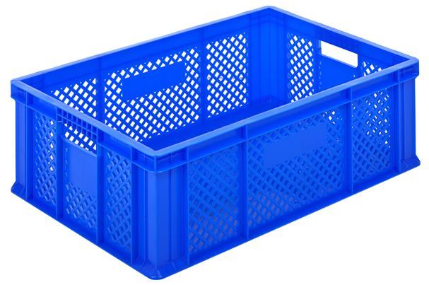 60x40x20 Perforated Side, Solid Base Plastic Crate