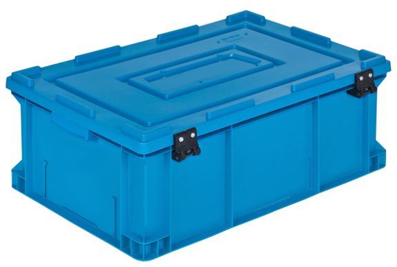 60x40x22 Industrial Plastic Crate with Hinged Lid