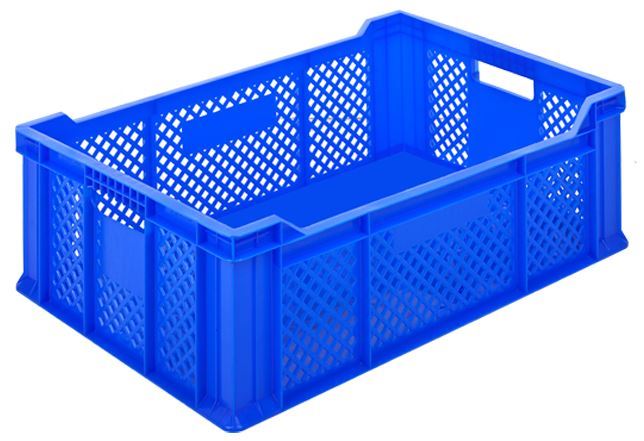 60x40x23 Perforated Side, Solid Base Plastic Crate with Terrace