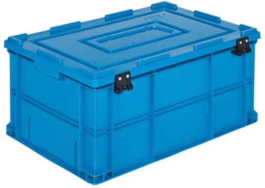 60x40x28 Industrial Plastic Crate with Hinged Lid