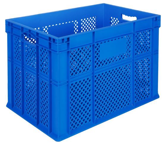 60x40x40 Perforated Side, Solid Base Plastic Crate
