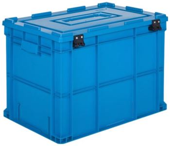 60x40x42 Industrial Plastic Crate with Hinged Lid