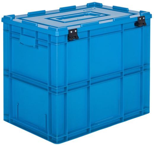60x40x50 Industrial Plastic Crate with Hinged Lid