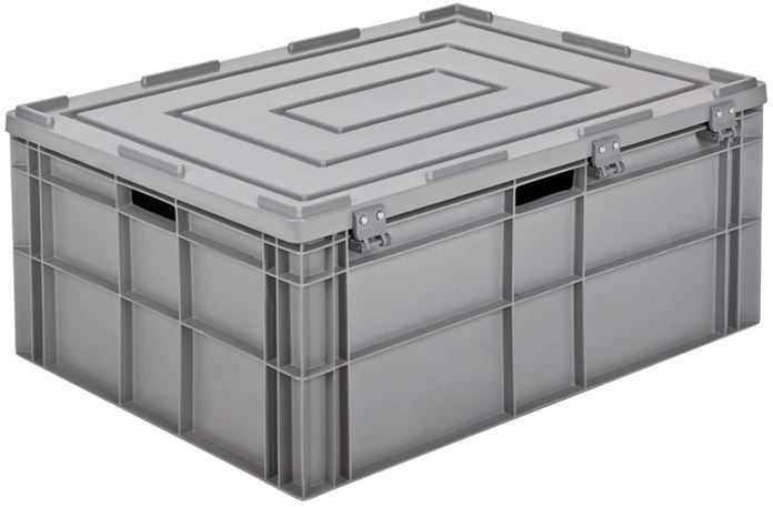 80x60x34 Industrial Plastic Crate with Hinged Lid